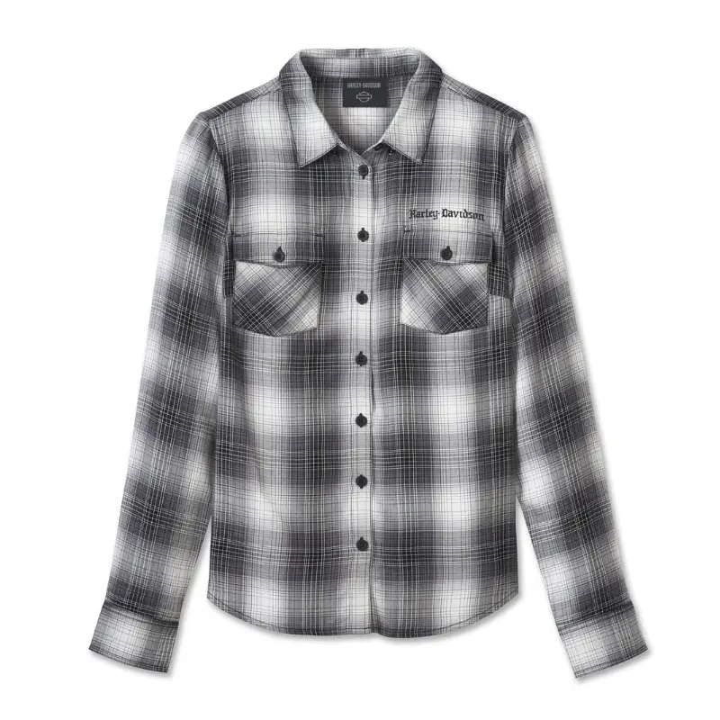Women's Stacked Bar & Shield Long Sleeve Viscose Shirt - XL