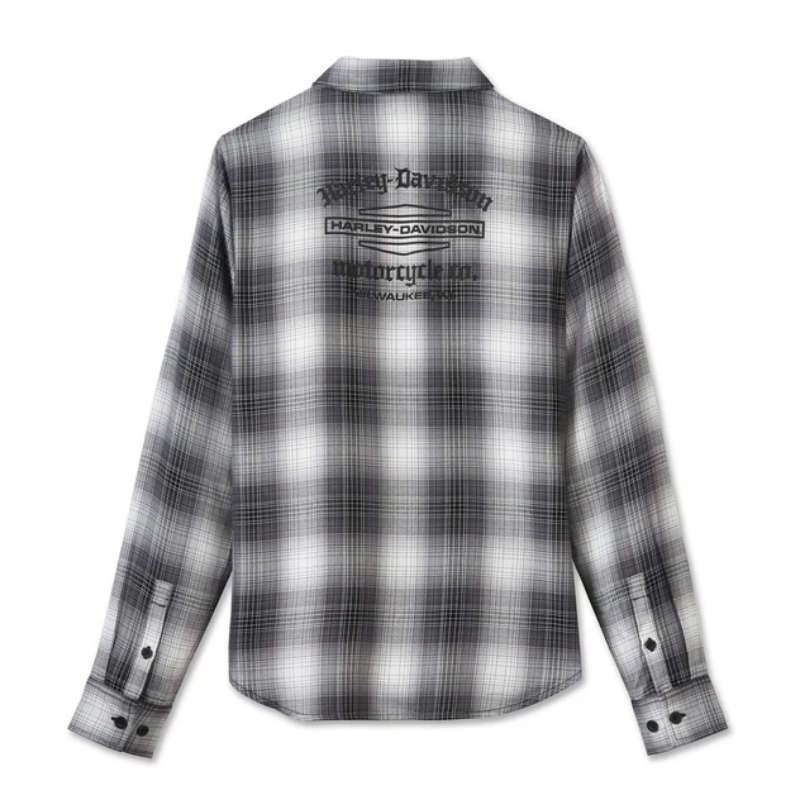 Women's Stacked Bar & Shield Long Sleeve Viscose Shirt - XL