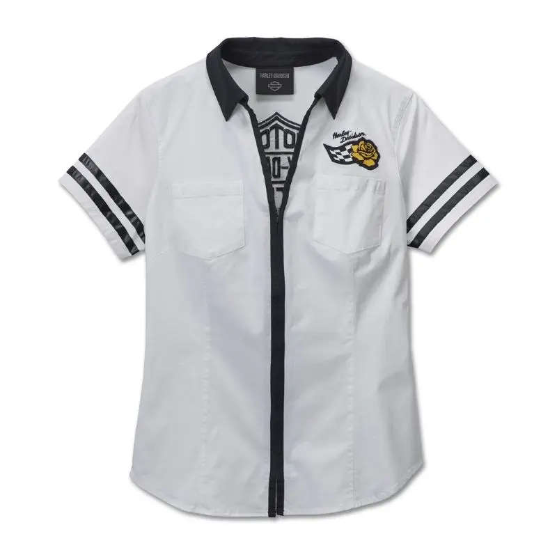 Women's Bar & Shield Zip Front Shirt - S