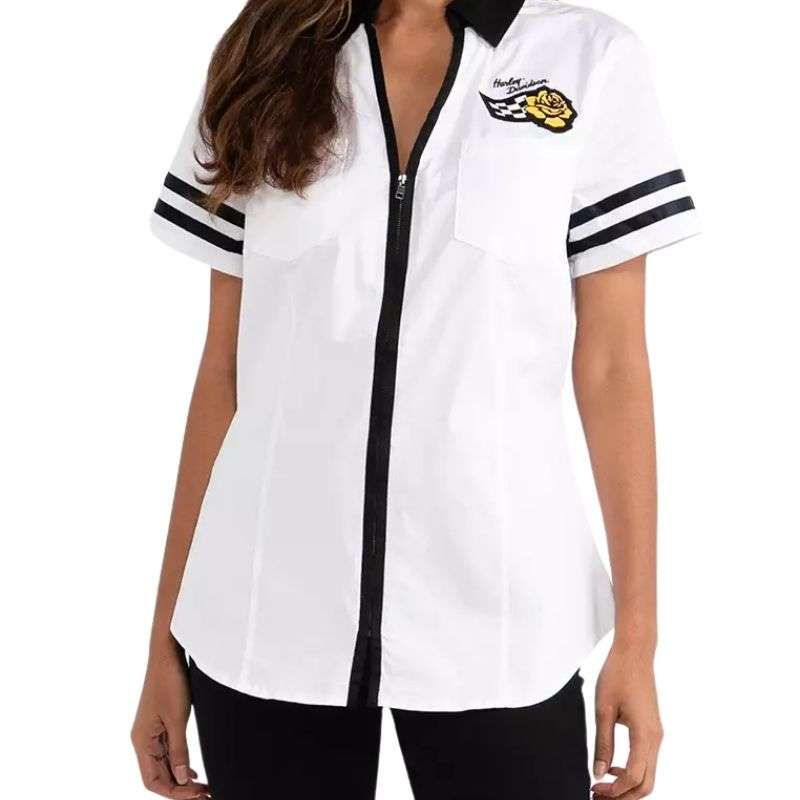 Women's Bar & Shield Zip Front Shirt - S