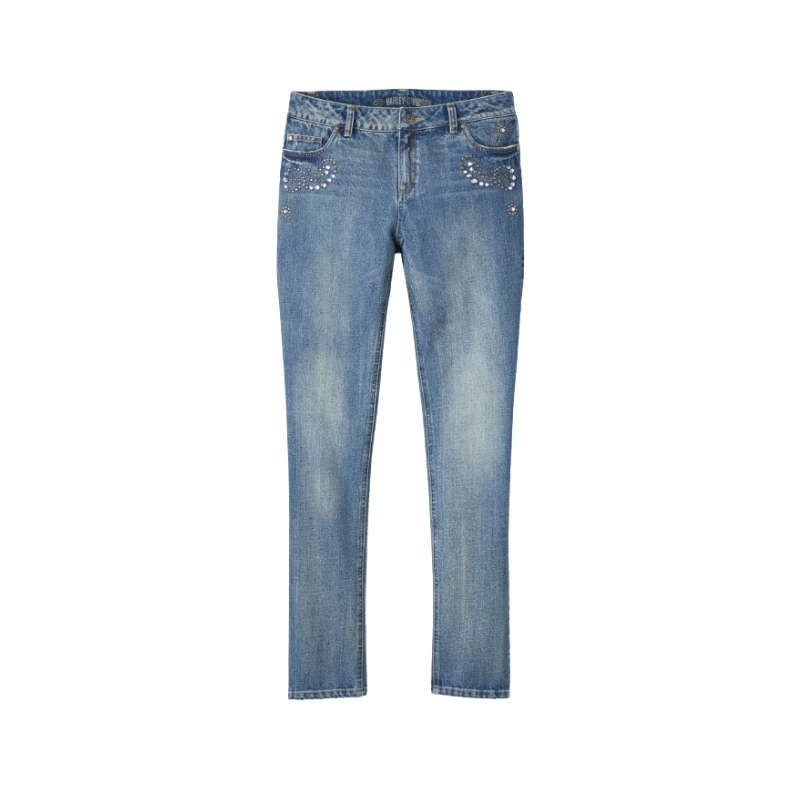 Women's Studded Out Embellished Denim Bottoms - 26