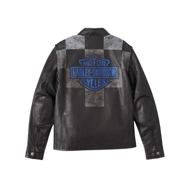 Men's Blue Steel Convertible Leather Jacket - 2XL