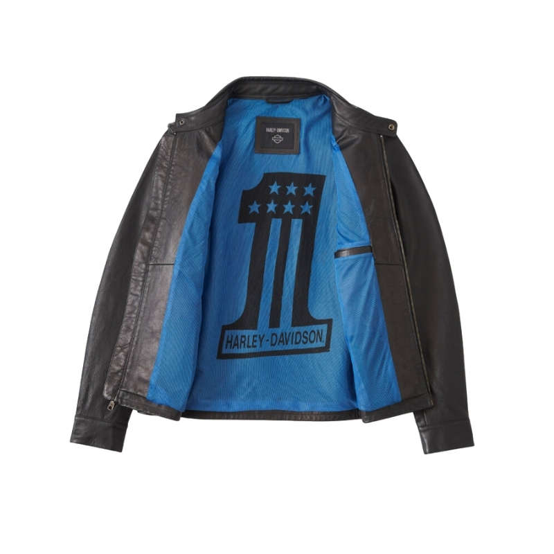 Men's Blue Steel Convertible Leather Jacket - 2XL