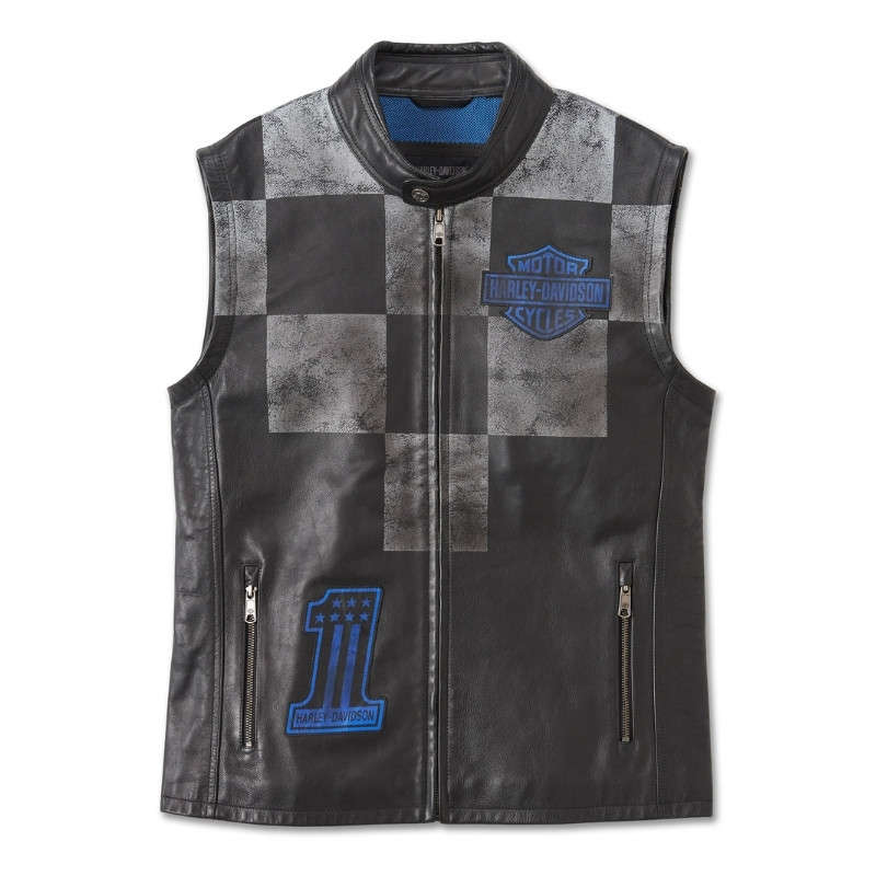 Men's Blue Steel Convertible Leather Jacket - 2XL