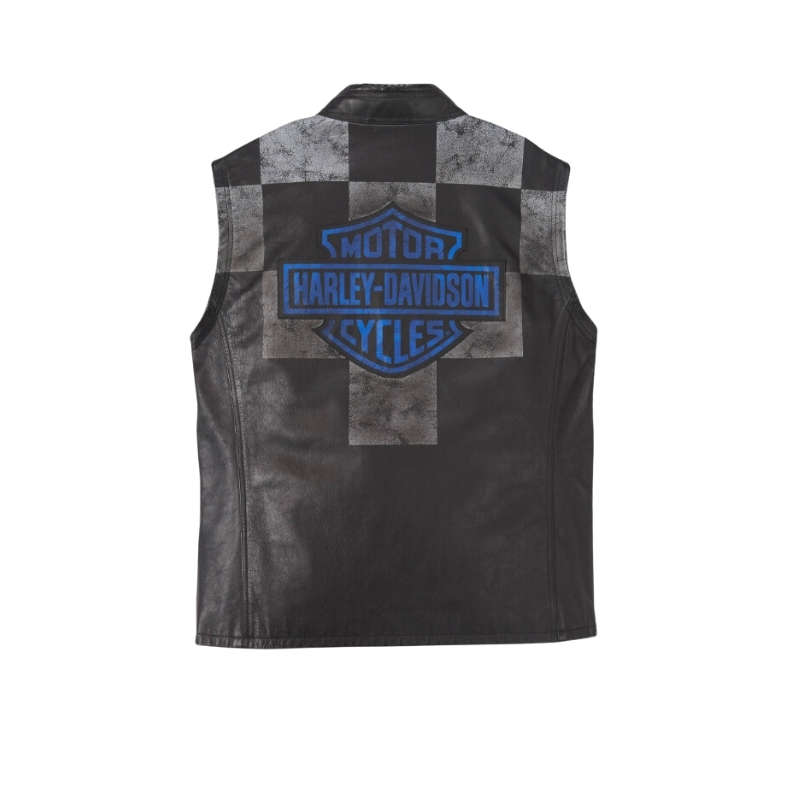 Men's Blue Steel Convertible Leather Jacket - 2XL