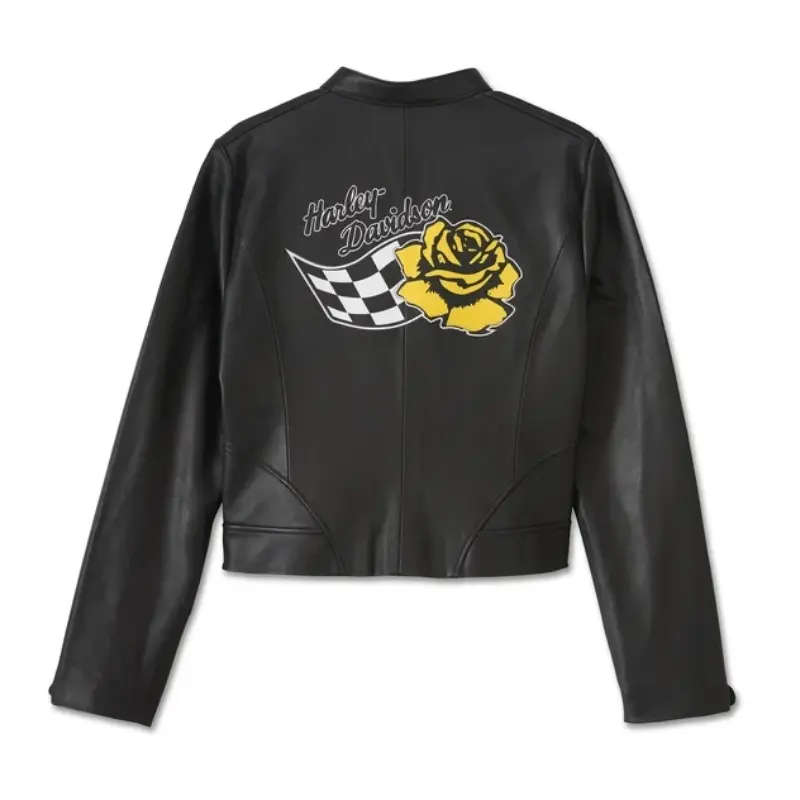 Women's Rose Racer Leather Jacket - XL