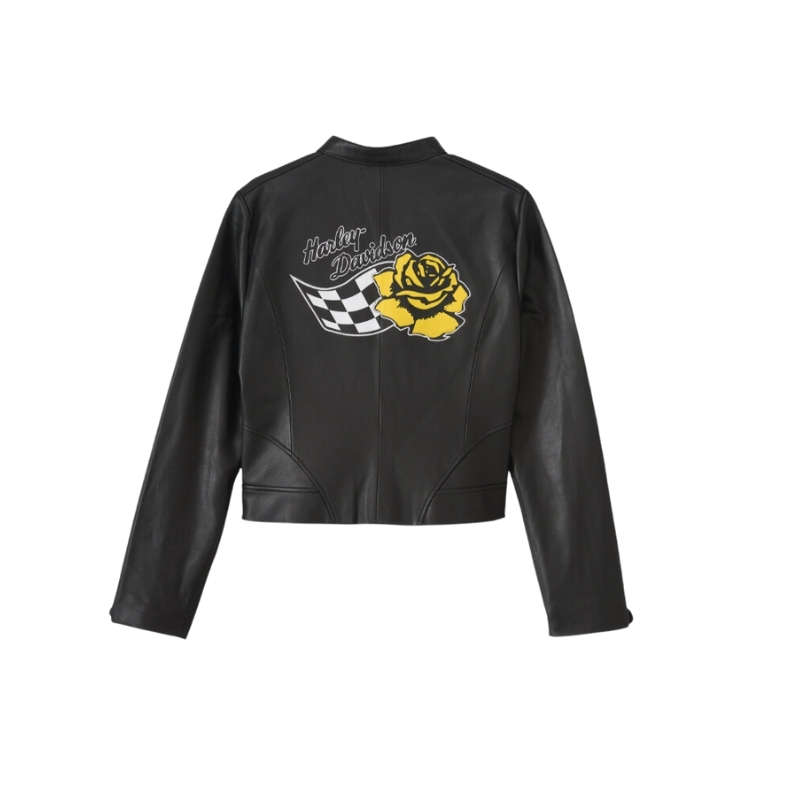 Women's Rose Racer Leather Jacket - XL