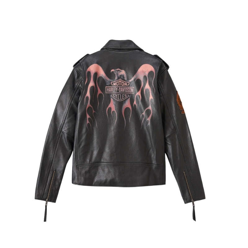 Men's Burning Eagle Leather Jacket - 4XL