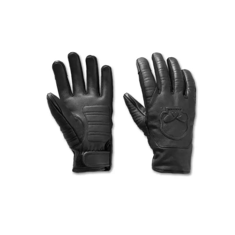 Willie G Skull Graphic Leather Riding Gloves - M