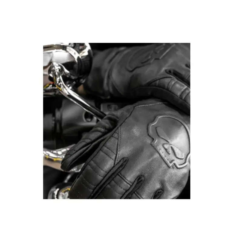 Willie G Skull Graphic Leather Riding Gloves - M