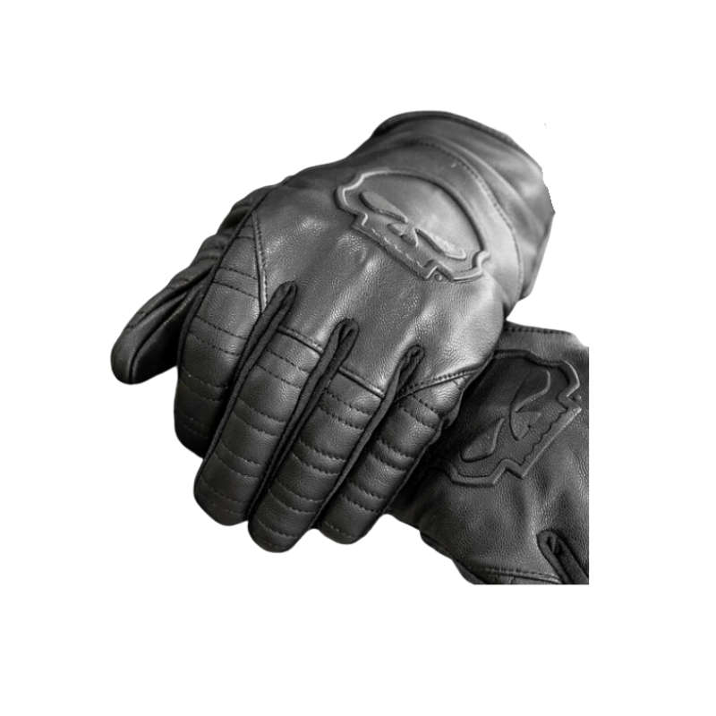Willie G Skull Graphic Leather Riding Gloves - M