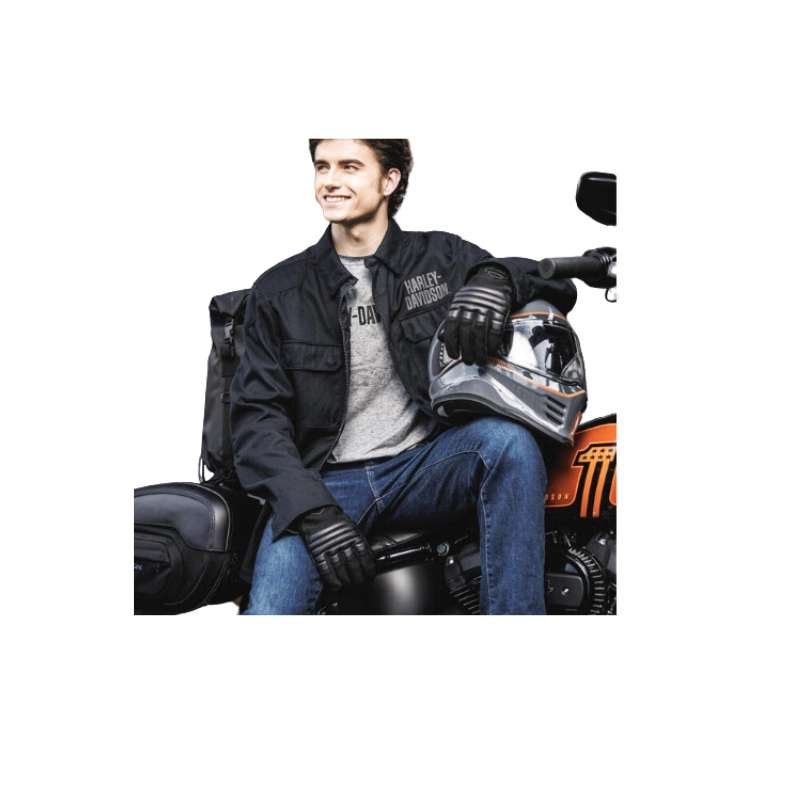 Men's H-D Dyna Knit Leather Riding Gloves - M