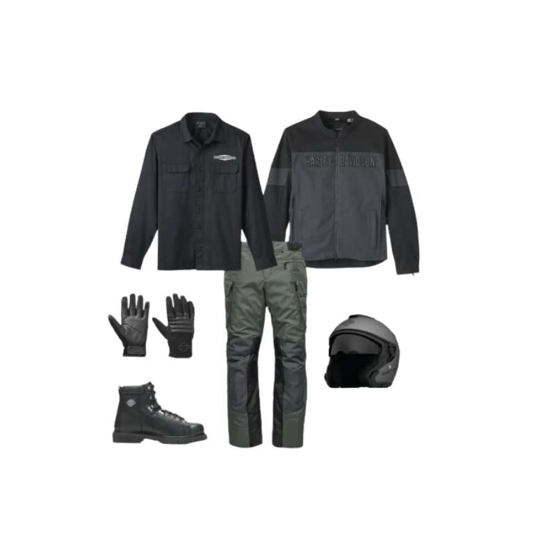 Men's H-D Dyna Knit Leather Riding Gloves - M