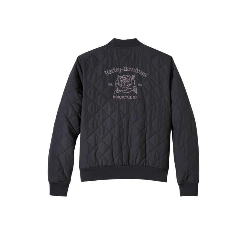 Women's Old English Rose Quilted Bomber - 2XL