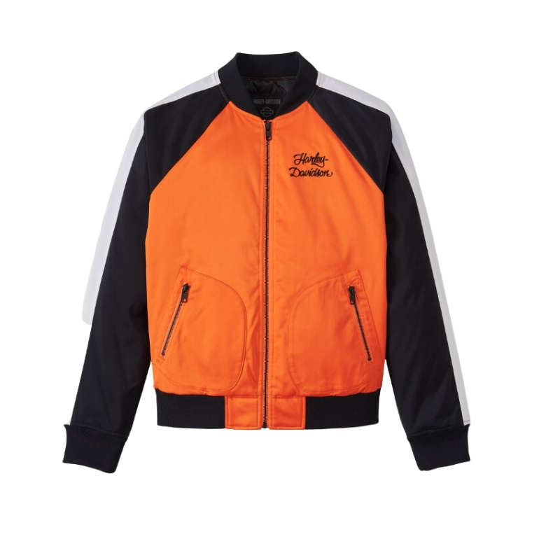 Women's Sedona Orange Satin Bomber Jacket - L