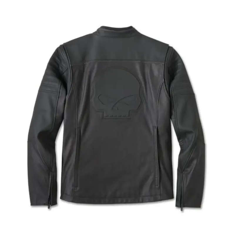 Willie G Skull Graphic Leather Riding Jacket - XL