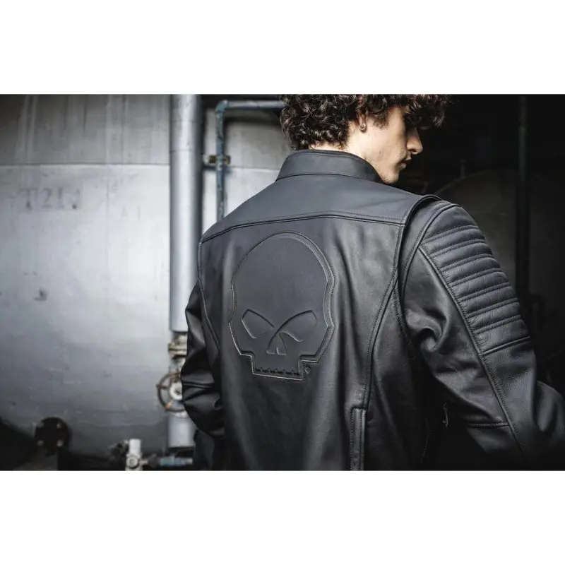 Willie G Skull Graphic Leather Riding Jacket - XL