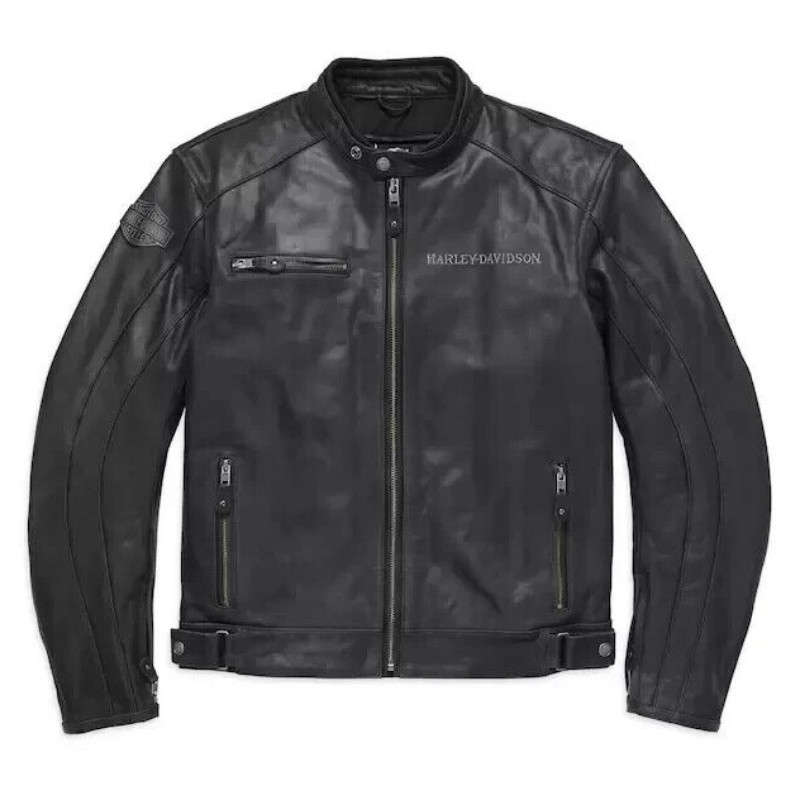 Men's Reflective Skull Leather Jacket - L