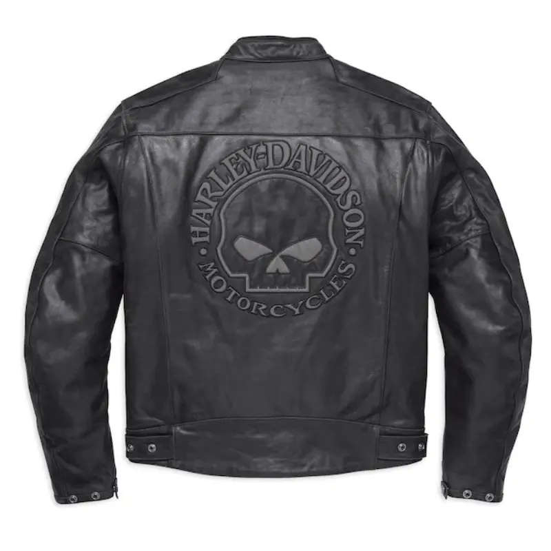 Men's Reflective Skull Leather Jacket - L