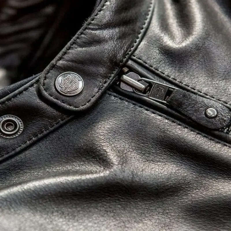 Men's Reflective Skull Leather Jacket - L