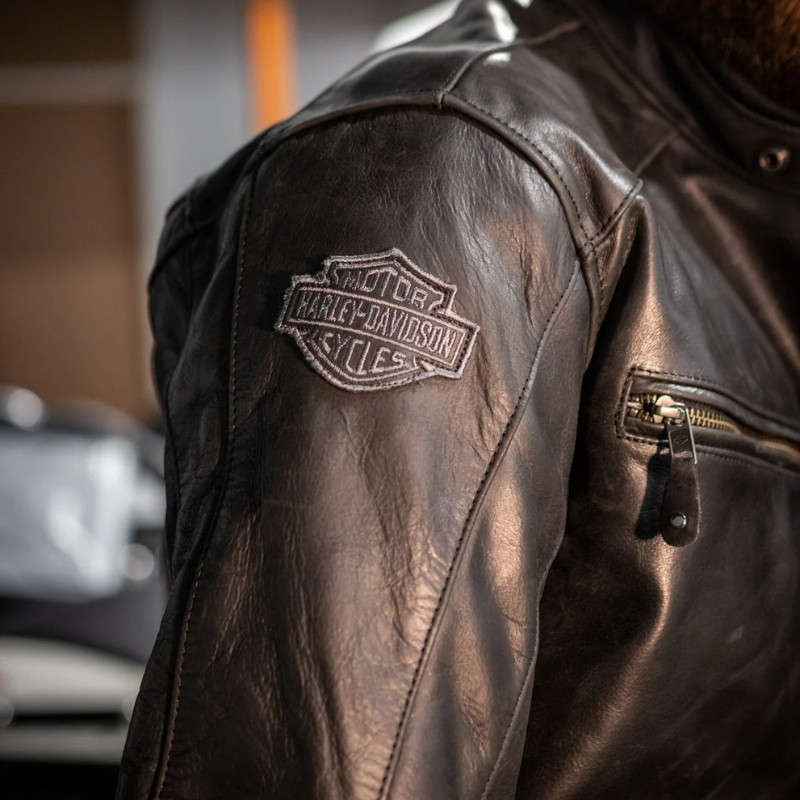 Men's Reflective Skull Leather Jacket - L