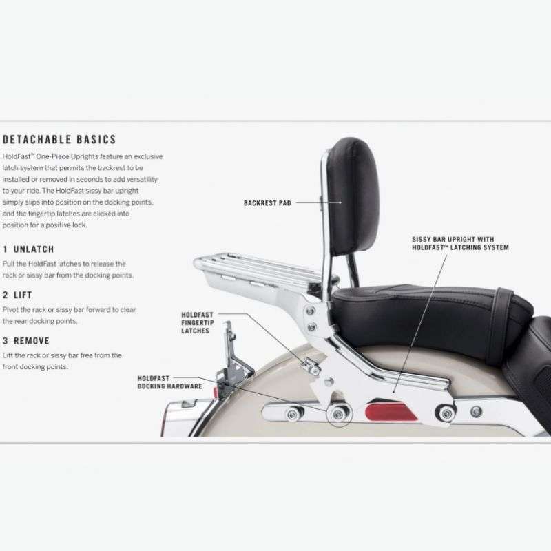 HoldFast Sissy Bar Upright - Standard Height - Chrome