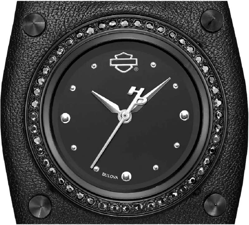 Women's Studded Leather Cuff Stainless Steel Watch