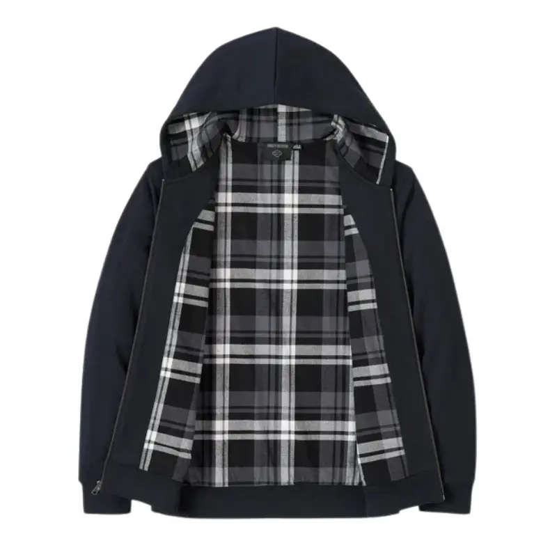 Men's Bar & Shield Plaid Lined Zip-Up Hoodie - XL