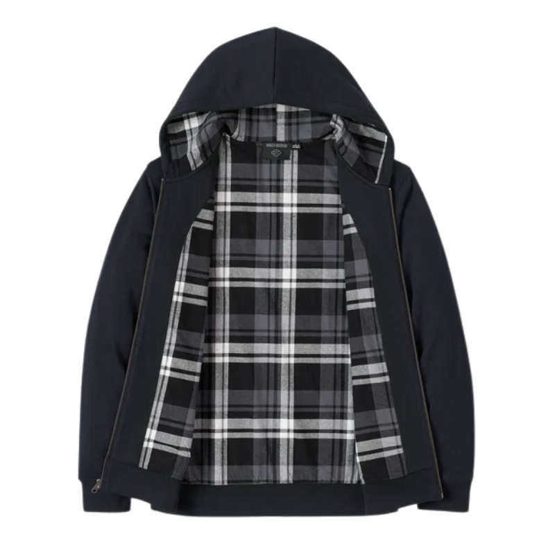 Men's Bar & Shield Plaid Lined Zip-Up Hoodie - XL