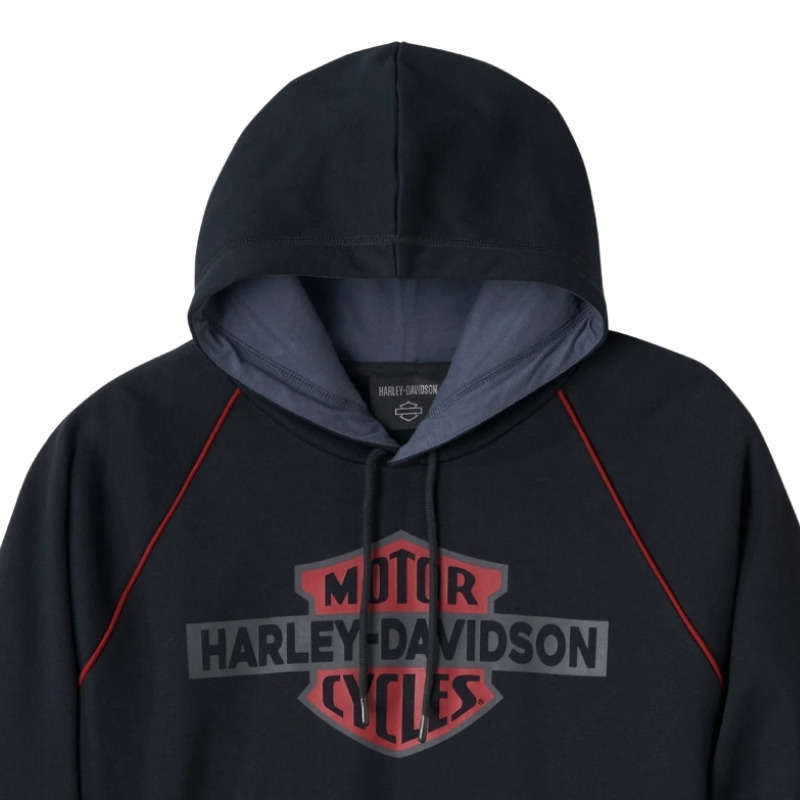 Men's Bar & Shield Contrast Pullover Hoodie - colourblock - 3XL