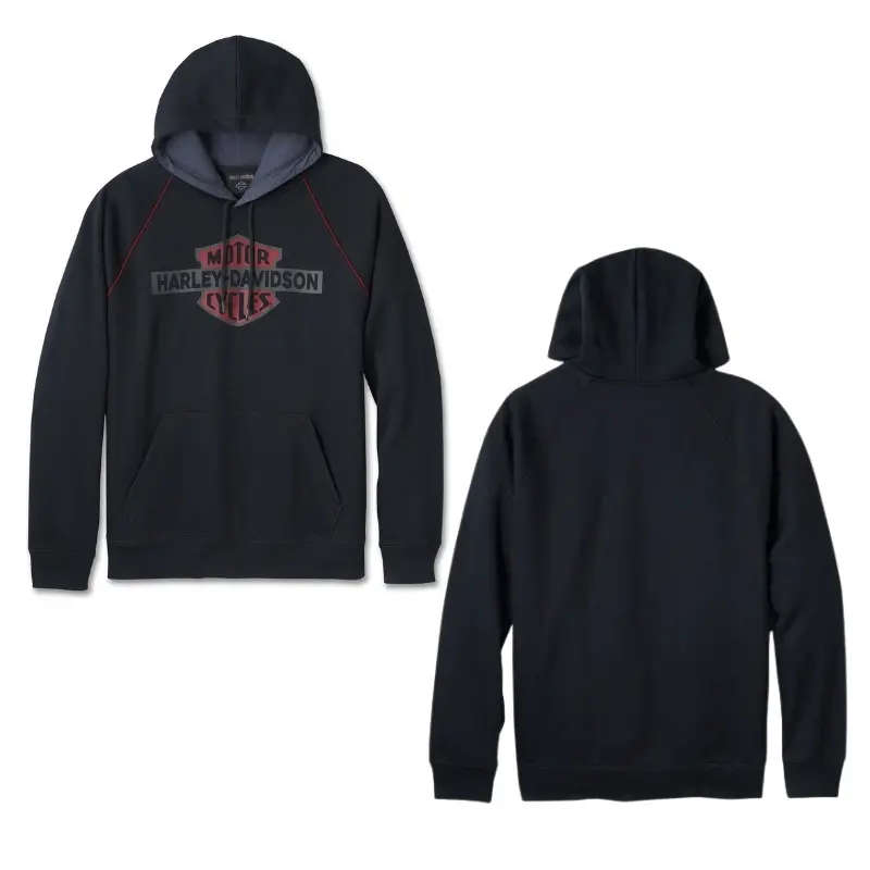 Men's Bar & Shield Contrast Pullover Hoodie - colourblock - 3XL