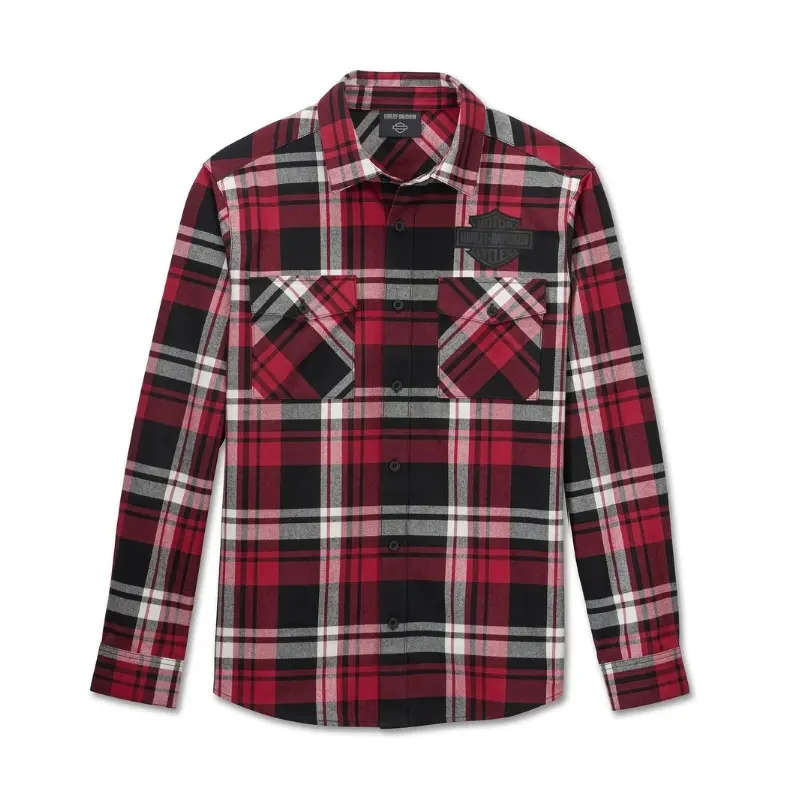 Men's Bar & Shield Flannel Shirt - Plaid - M