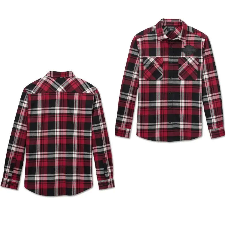 Men's Bar & Shield Flannel Shirt - Plaid - M