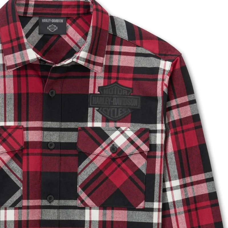 Men's Bar & Shield Flannel Shirt - Plaid - M