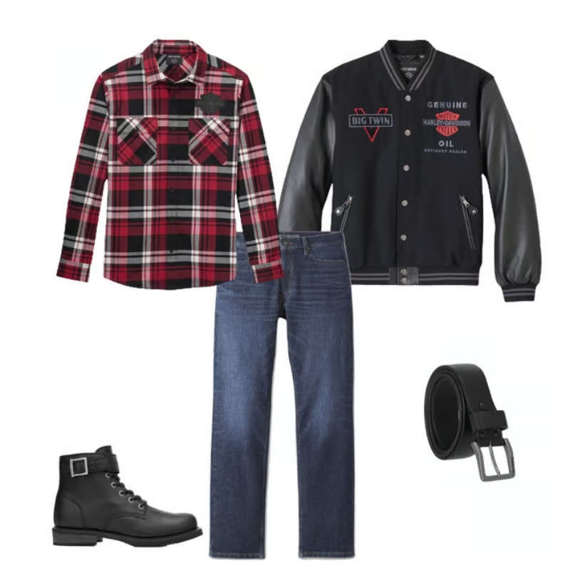 Men's Bar & Shield Flannel Shirt - Plaid - M
