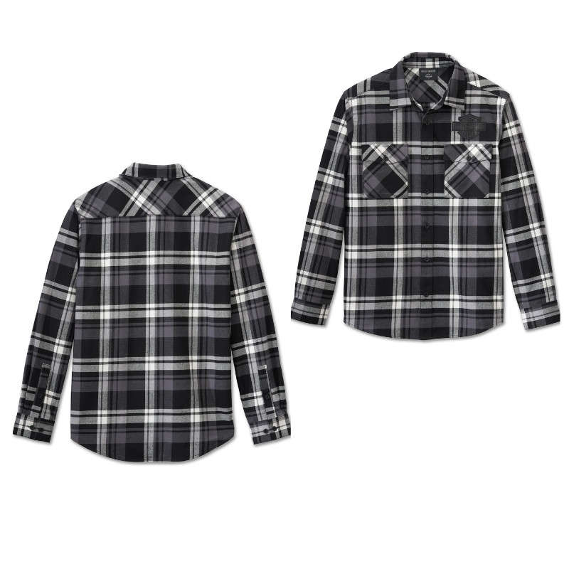 Men's Bar & Shield Flannel Shirt - Plaid - L