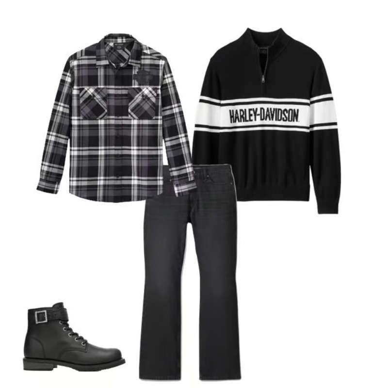 Men's Bar & Shield Flannel Shirt - Plaid - L