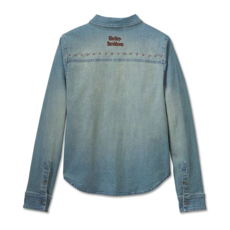 Women's H-D Studded Denim Shirt - M