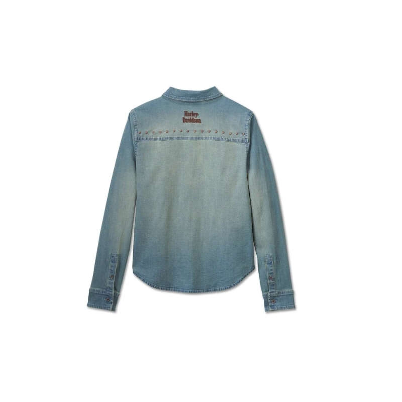 Women's H-D Studded Denim Shirt - M