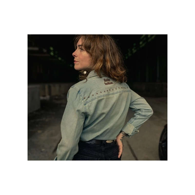 Women's H-D Studded Denim Shirt - M