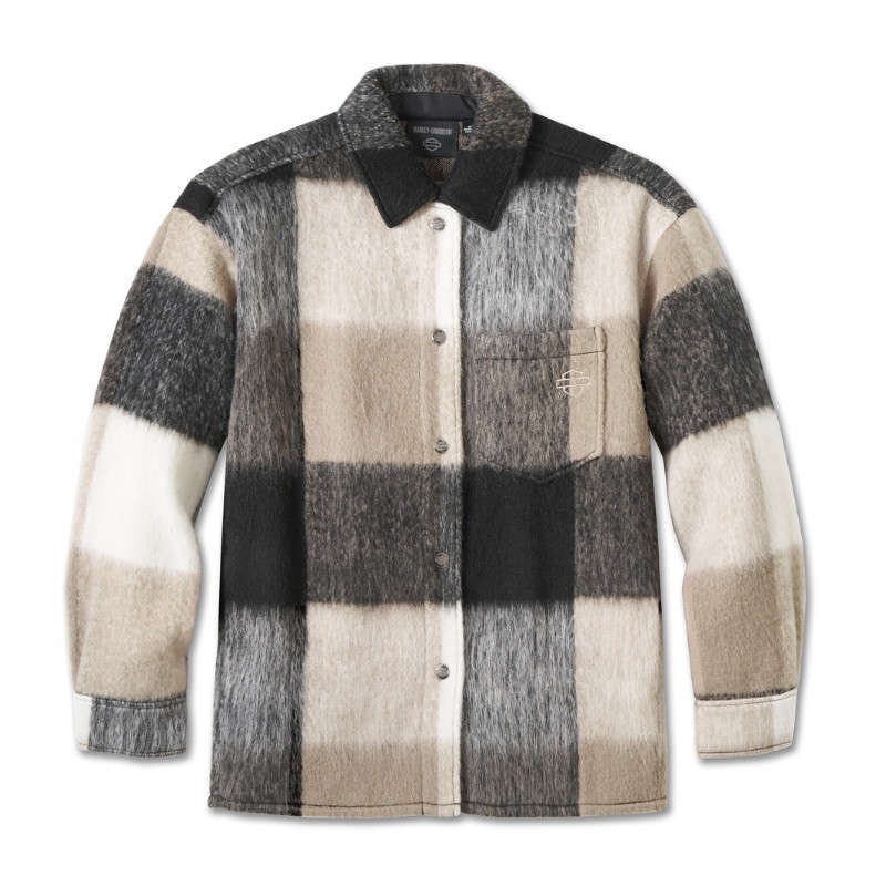Women's H-D Plaid Shirt Jacket - M