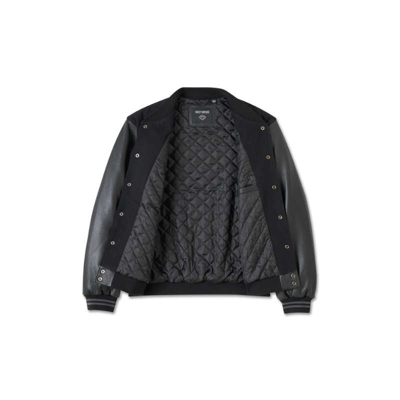 Men's V-Twin Varsity Leather Jacket - L