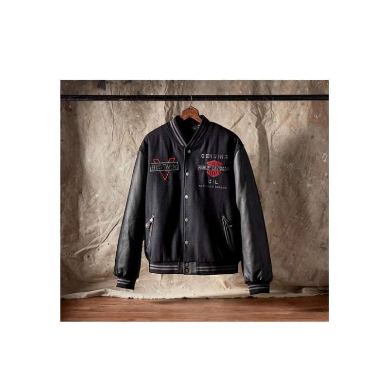 Men's V-Twin Varsity Leather Jacket - L