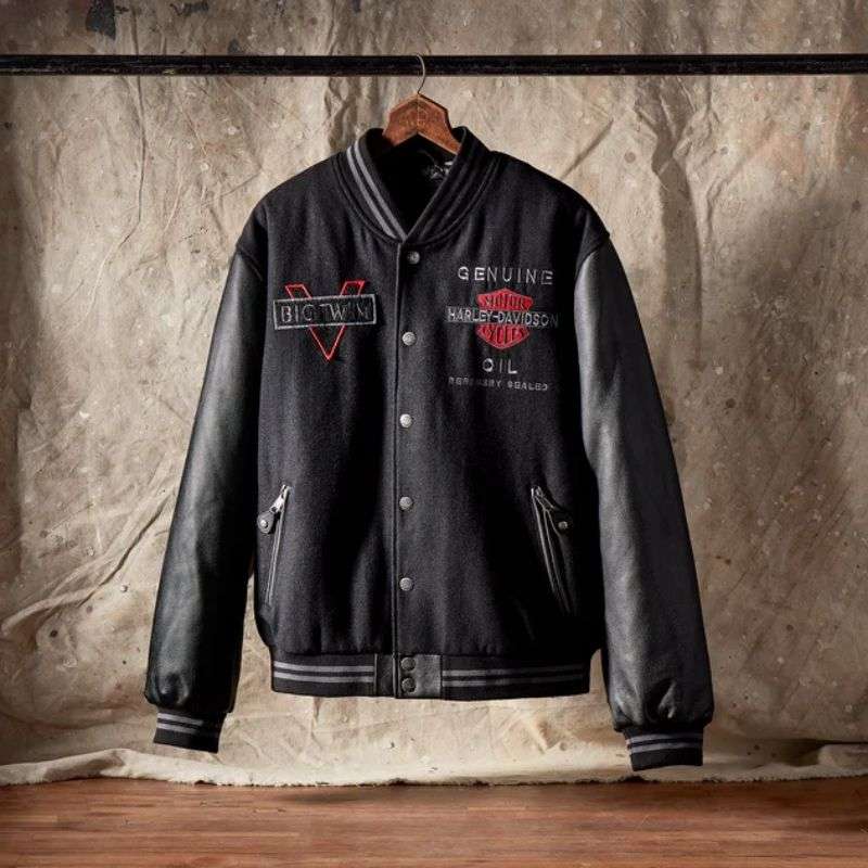 Men's V-Twin Varsity Leather Jacket - L