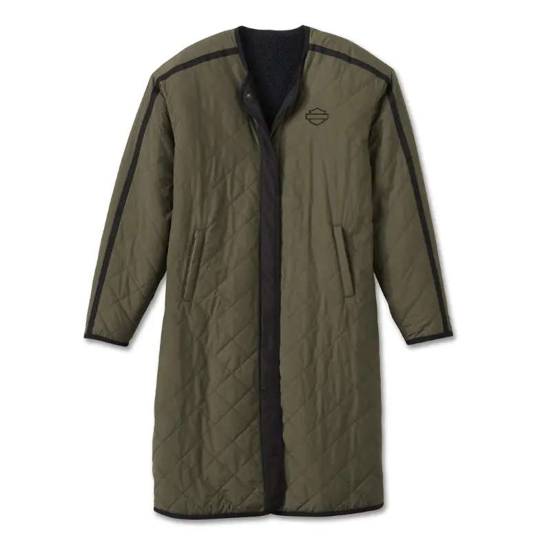 Women's Reversible Quilted Sherpa Coat - XS