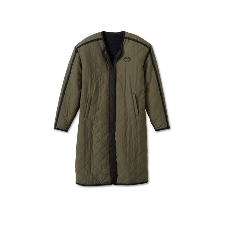 Women's Reversible Quilted Sherpa Coat - S
