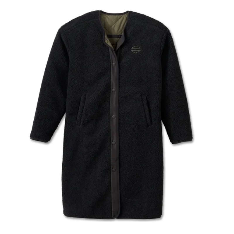 Women's Reversible Quilted Sherpa Coat - XS