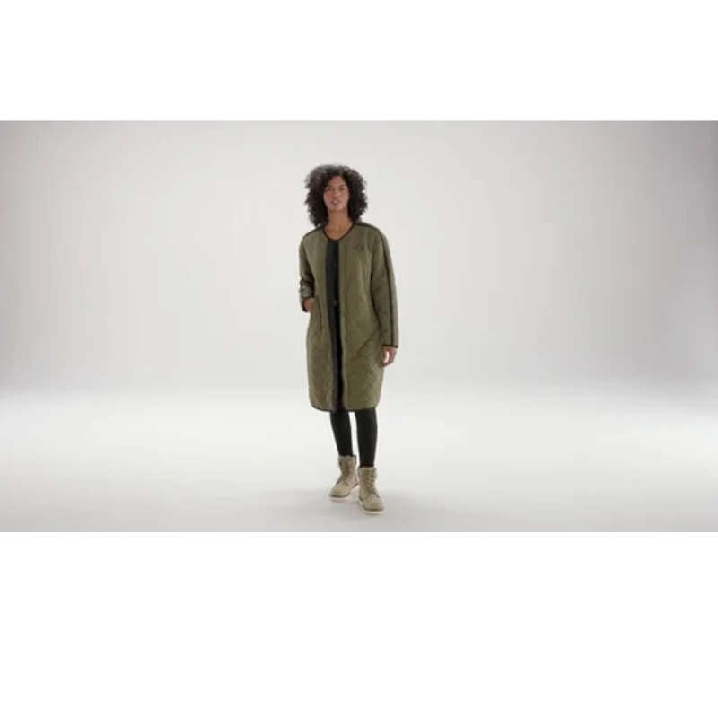 Women's Reversible Quilted Sherpa Coat - XS