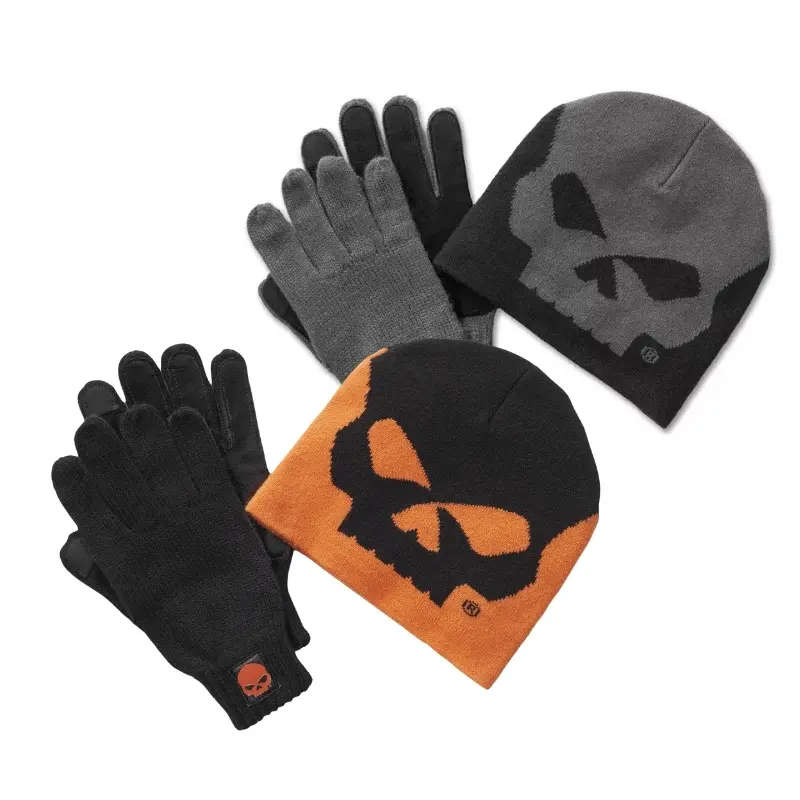 Willie G Skull Beanie and Glove Gift Set