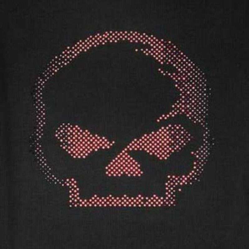 Women's Rhinestone Willie G Skull Baseball Hem Tee - M